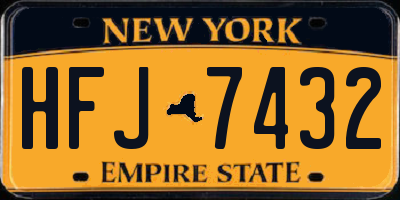 NY license plate HFJ7432