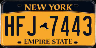NY license plate HFJ7443