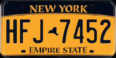 NY license plate HFJ7452