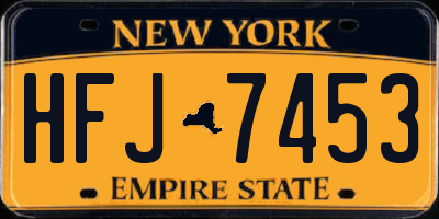 NY license plate HFJ7453