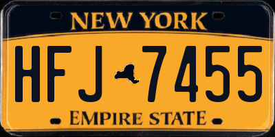 NY license plate HFJ7455