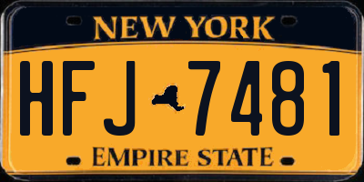 NY license plate HFJ7481