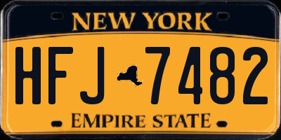 NY license plate HFJ7482