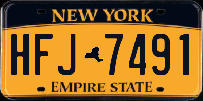 NY license plate HFJ7491