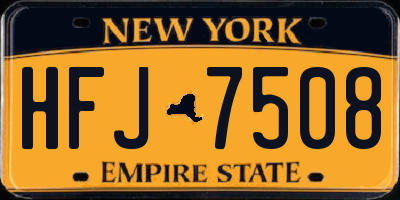 NY license plate HFJ7508