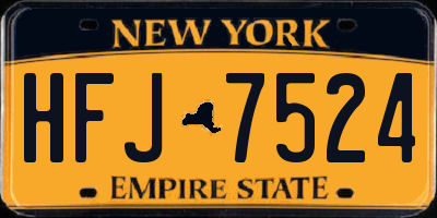 NY license plate HFJ7524