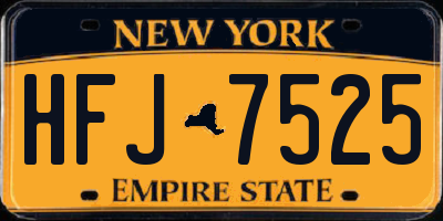 NY license plate HFJ7525