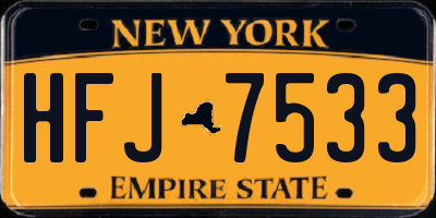 NY license plate HFJ7533