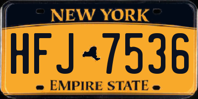 NY license plate HFJ7536