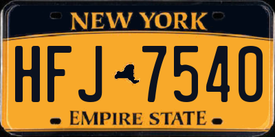 NY license plate HFJ7540