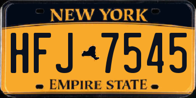 NY license plate HFJ7545