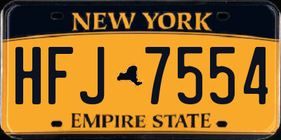 NY license plate HFJ7554