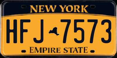 NY license plate HFJ7573