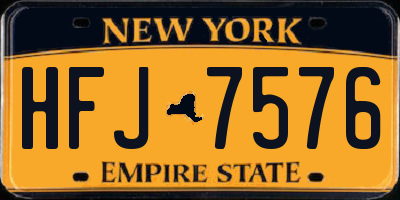 NY license plate HFJ7576