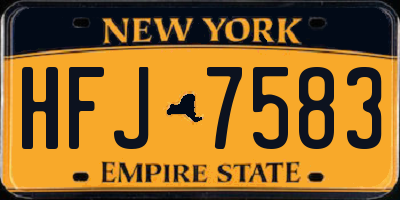 NY license plate HFJ7583