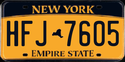 NY license plate HFJ7605