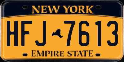 NY license plate HFJ7613