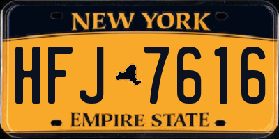 NY license plate HFJ7616