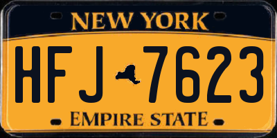 NY license plate HFJ7623