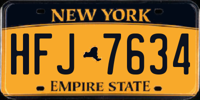 NY license plate HFJ7634