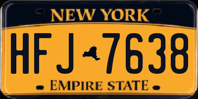 NY license plate HFJ7638