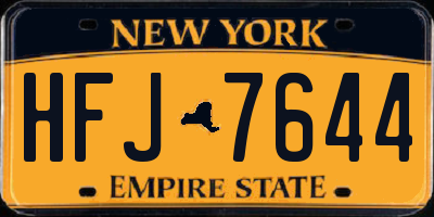 NY license plate HFJ7644