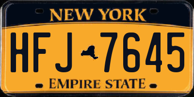 NY license plate HFJ7645