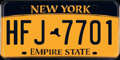 NY license plate HFJ7701