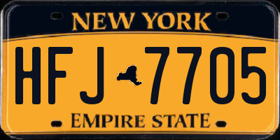 NY license plate HFJ7705