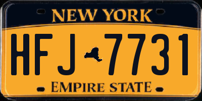 NY license plate HFJ7731