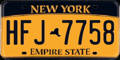 NY license plate HFJ7758