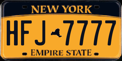 NY license plate HFJ7777