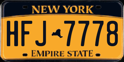 NY license plate HFJ7778