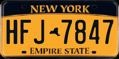 NY license plate HFJ7847