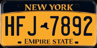 NY license plate HFJ7892