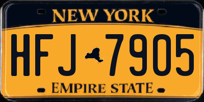 NY license plate HFJ7905