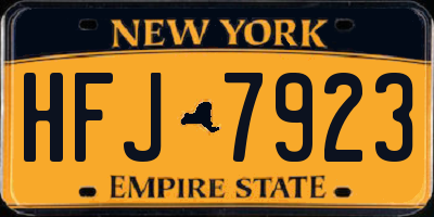 NY license plate HFJ7923