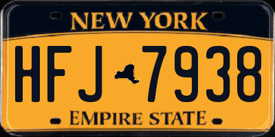 NY license plate HFJ7938