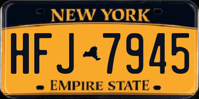 NY license plate HFJ7945
