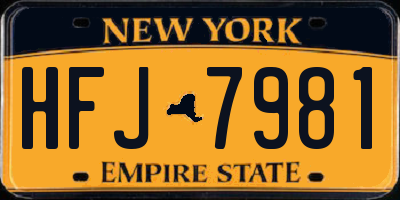 NY license plate HFJ7981