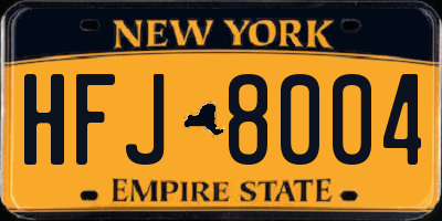 NY license plate HFJ8004