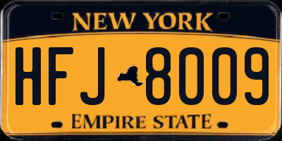 NY license plate HFJ8009