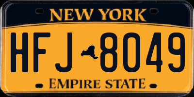 NY license plate HFJ8049
