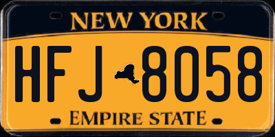NY license plate HFJ8058