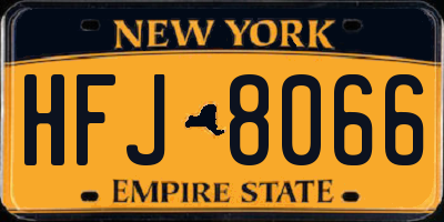 NY license plate HFJ8066