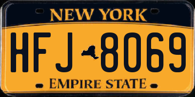 NY license plate HFJ8069
