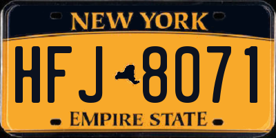 NY license plate HFJ8071