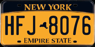 NY license plate HFJ8076