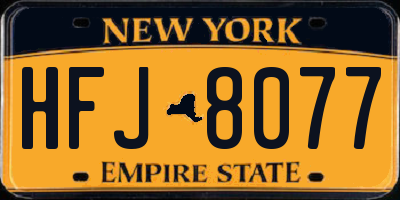 NY license plate HFJ8077