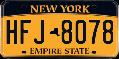 NY license plate HFJ8078